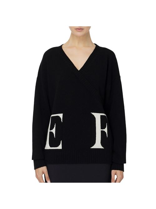 Crossover sweater in wool blend with logo ELISABETTA FRANCHI | MK94M46E2.685